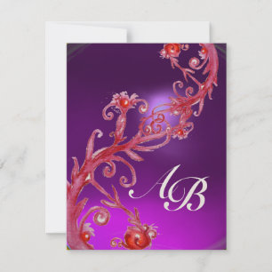 MAGISCHE BEEREN 4, MONOGRAM lila Amethyst Champagn Einladung