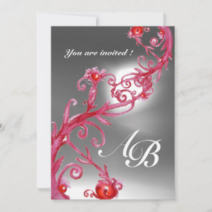 MAGISCHE BEEREN 4,MONOGRAM rot burgunder Einladung