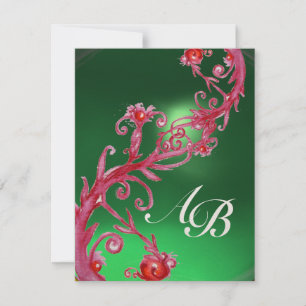 MAGISCHE BEEREN 4, MONOGRAM roter Jade Champagner Einladung