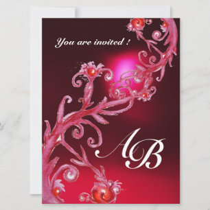 MAGISCHE BEEREN 4, MONOGRAMM rot burgunderrot Einladung