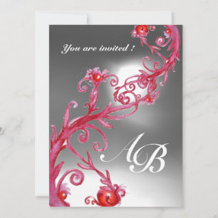MAGISCHE BEEREN 4, MONOGRAMM rot weiß Kristall Einladung