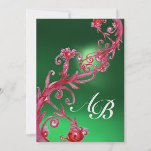 MAGISCHE BEEREN 4, MONOGRAMM roter Jade-Eis Einladung