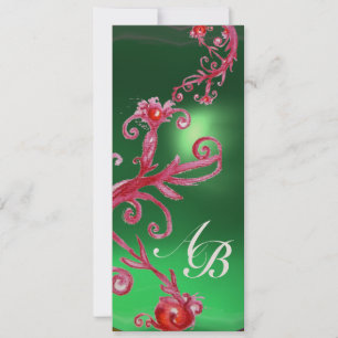 MAGISCHE BEEREN 4, MONOGRAMM roter Jade Gold Einladung
