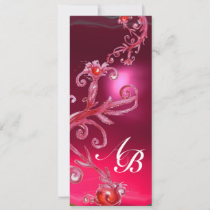 MAGISCHE BEEREN 4, MONOGRAMM roter Rubin Einladung