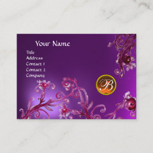 MAGISCHE BEEREN MONOGRAMM, Amethyst lila orange Visitenkarte