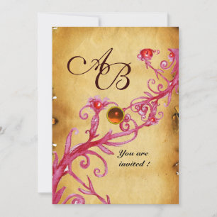 MAGISCHE BEEREN MONOGRAMM Pergament-Edelstein or Einladung