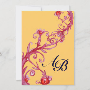MAGISCHE BEEREN, MONOGRAMM rot gelb Einladung