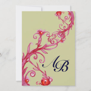 MAGISCHE BEEREN, MONOGRAMM rot gelb Einladung