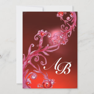MAGISCHE BEEREN, MONOGRAMM rote Rubin-Einladung Einladung