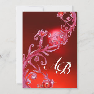 MAGISCHE BEEREN, MONOGRAMM rote Rubine Einladung