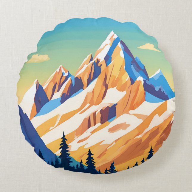 Magische Berge Rundes Kissen (Vorderseite)
