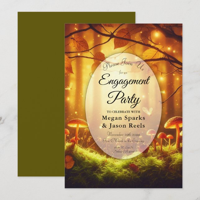 Magische Bernsteinwälder-Fairytale-Engagement-Part Einladung (Vorne/Hinten)