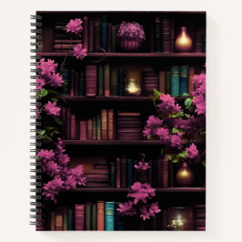 Magische Bibliothek rosa Notizbuch