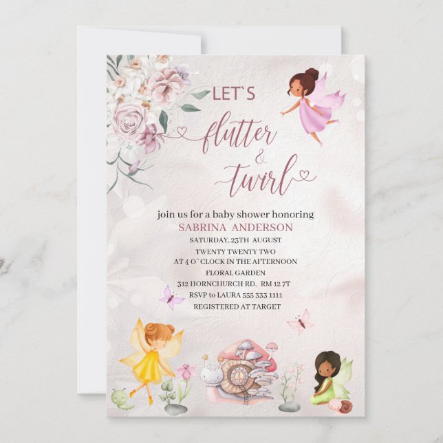 Magische Blumengebäck Princess Babydusche Invita Einladung (Vorderseite)