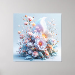 Magische Blumenszene mit leuchtenden Rosen Leinwanddruck