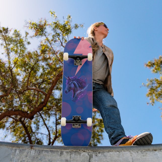 Magische Bubbles Fantasy Einhorn Pink Lighting Skateboard (Außen 1)