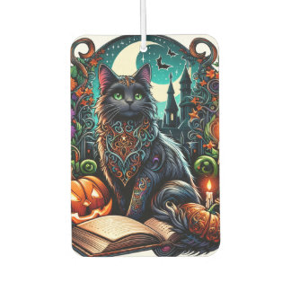 Magische Bücherliebende Schwarze Katze Autolufterfrischer