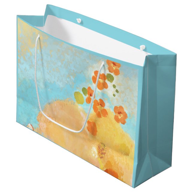 Magische California Orange Poppies Fields Große Geschenktüte (Vorderseite Schrägansicht)