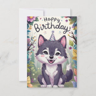 Magische Charming Wolf Digital Geburtstag Karte