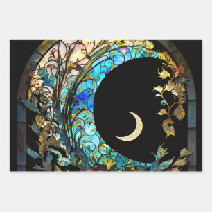 Magische Crescent Moon Alkohol Tinte Geschenkpapier Set
