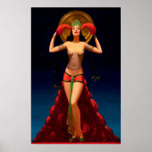 Magische Dame Pulp Pin Up Poster