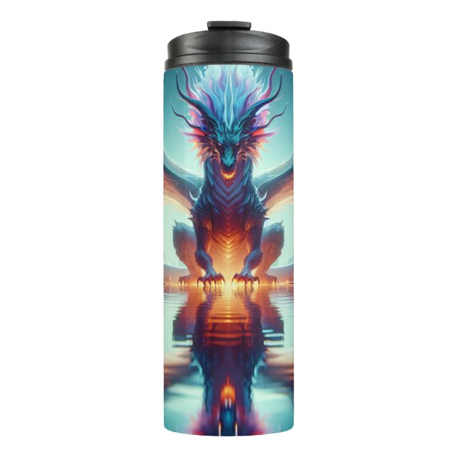 Magische Drachen Reflection Ai Art Thermosbecher (Vorderseite)