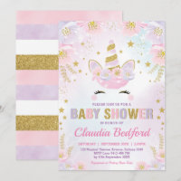 Magische Einhorn-Babyparty/Pastellrosa mit Blumen