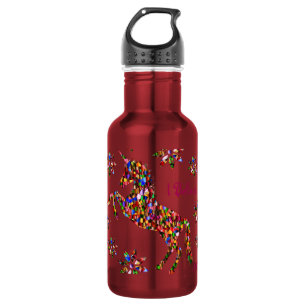 Magische Einhorn-Blume glauben, Glitzer personalis Edelstahlflasche
