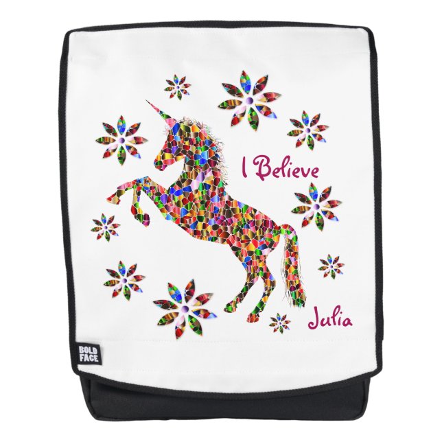 Magische Einhorn-Blume Rucksack (Vorderseite)