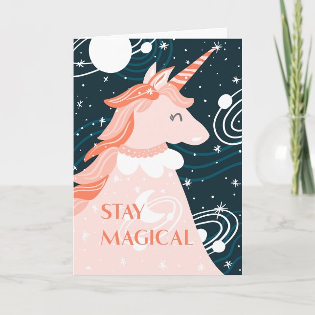 Magische Einhorn-Designkarte bleibe Karte (Vorderseite)