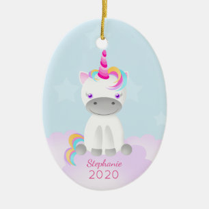 Magische Einhorn glauben an die Magie der Weihnach Keramikornament