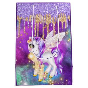 Magische Einhorn-Glitzer-Galaxie-Funkmädchen Mittlere Geschenktüte