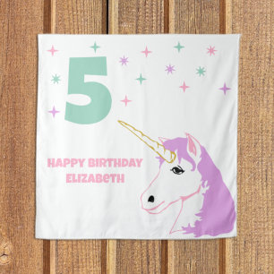Magische Einhorn-Mädchen-Geburtstag Wandteppich