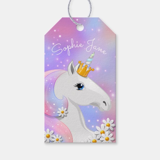 Magische Einhorn-Prinzessin Geburtstag oder Gesche Geschenkanhänger (Vorderseite)