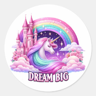 Magische Einhorn-Regenbogenaufkleber - Whimsisches Runder Aufkleber