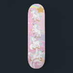 Magische Einhörner Skateboard<br><div class="desc">🥇 ORIGINAL COPYRIGHT DESIGN VON Donna Siegrist NUR AUF ZAZZLE VERFÜGBAR! Einhornskateboard mit rosa Hintergrund und farbenprächtigen Regenbogen und niedlichen Einhörnchen, die Sie individuell gestalten können. ✔ HINWEIS: ÄNDERN SIE NUR DIE VORLAGEBEREICHE, DIE SIE BENÖTIGEN! 😀 Sie können den Text bei Bedarf entfernen und neu hinzufügen, was immer Sie möchten...</div>