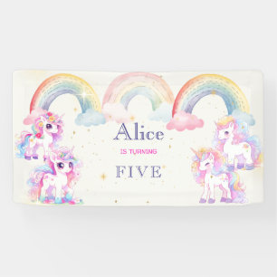Magische Einhörner und Regenbogen Aquarellfarben G Banner