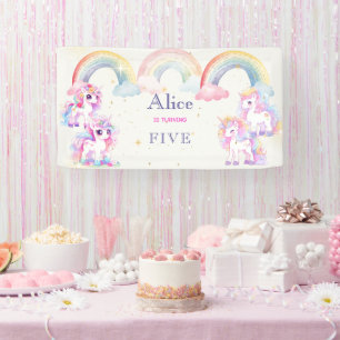Magische Einhörner und Regenbogen Aquarellfarben G Banner