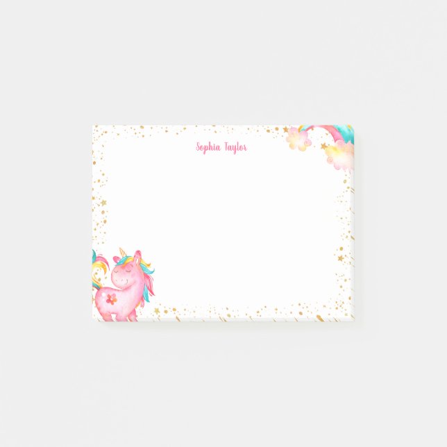 Magische Einhornstars Kinder Personalisiert Post-it Klebezettel (Vorderseite)