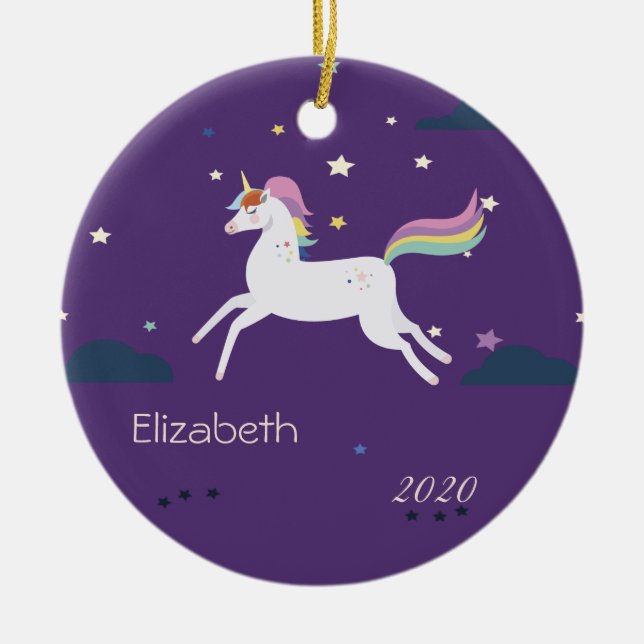 Magische Einhornstars, Wolken Keramik Ornament (Vorne)
