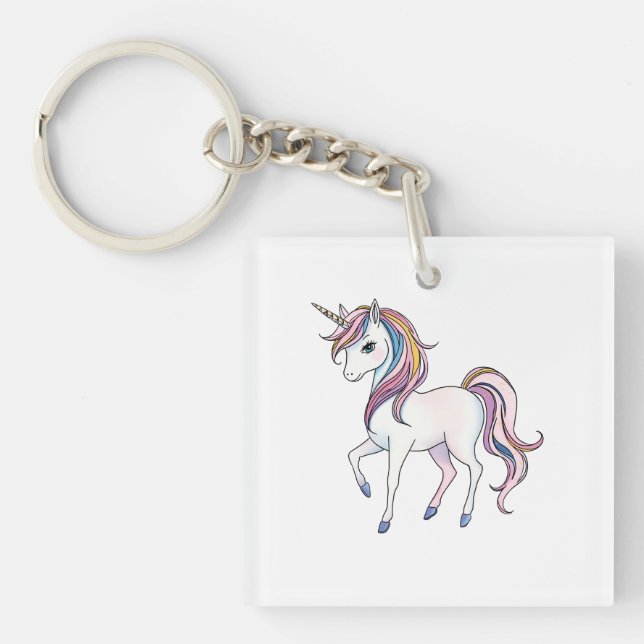 Magische Einhornträume - Whimsical Fantasy Design Schlüsselanhänger (Vorderseite)