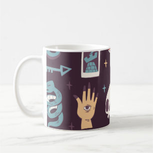 Magische Elemente: Schädel, Tarot nahtlos Kaffeetasse