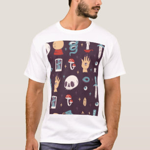 Magische Elemente: Schädel, Tarot nahtlos T-Shirt