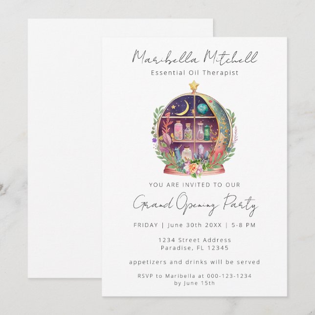 Magische Essential Oils Apothekary Business Event Einladung (Vorne/Hinten)