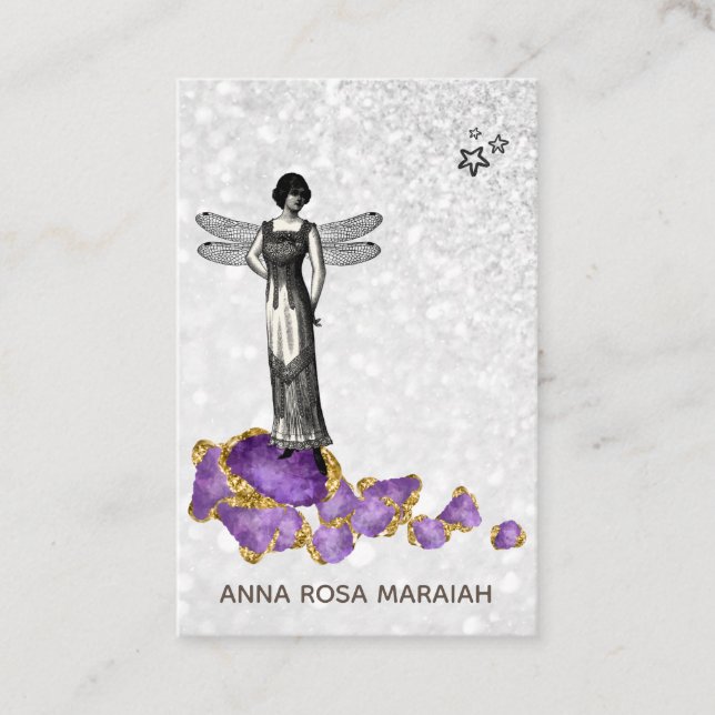 *~* Magische Fairy-Amethyst-Juwelen Vintag Visitenkarte (Vorderseite)