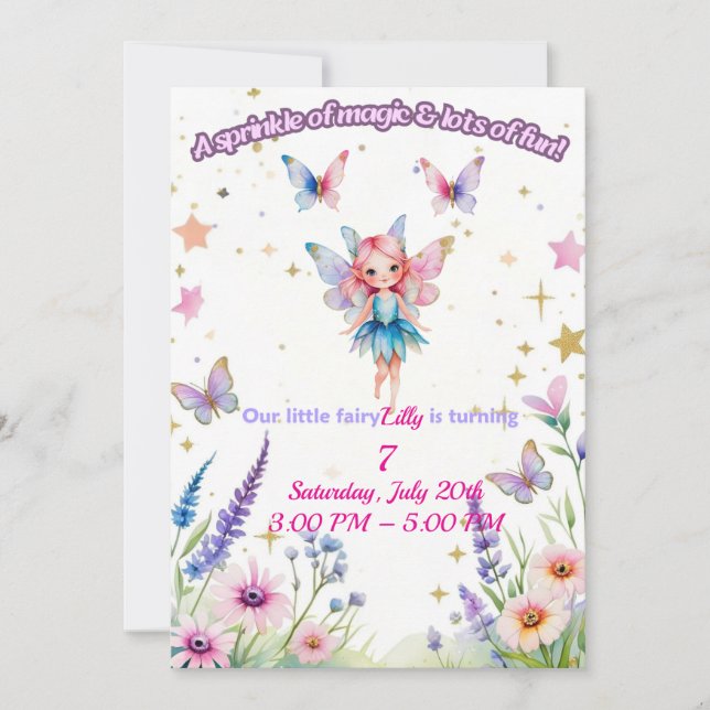 Magische Fairy Birthday Einladung für Mädchen (Vorderseite)