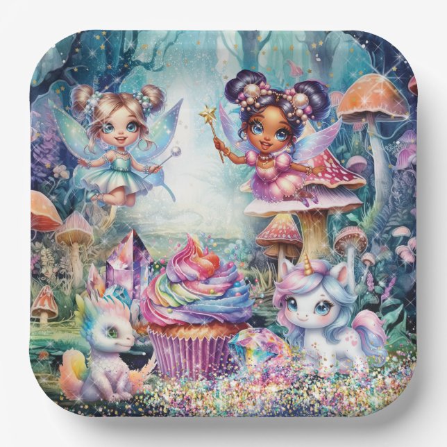 Magische Fairy Land Party Plate Pappteller (Vorderseite)
