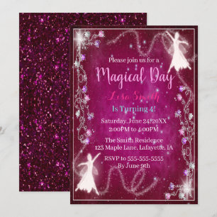 Magische Fairy Pink Starry Night Birthday Party Einladung