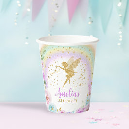 Magische Fairy Rainbow Floral Birthday Paper Cups Pappbecher