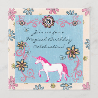 Magische Fantasie Einhorn Girl's Geburtstagseinlad Einladung